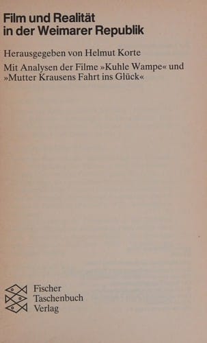 Film und Realität in der Weimarer Republik