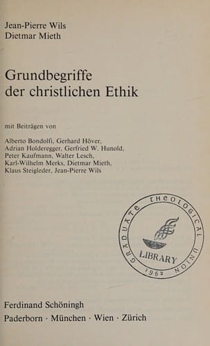 Grundbegriffe der christlichen Ethik