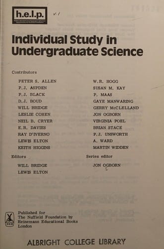 Individual study in undergraduate science