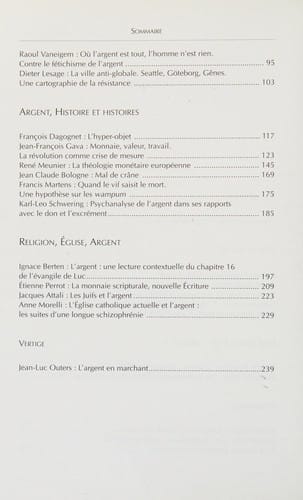 L'argent, valeur & valeurs--