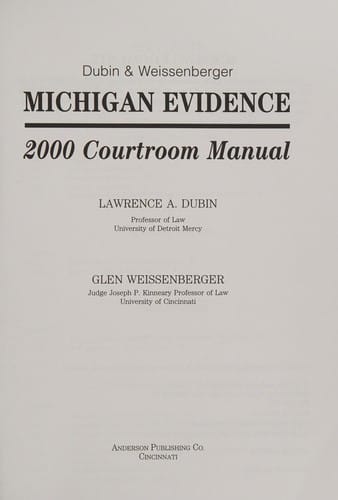 Michigan Evidence Courtroom Manual