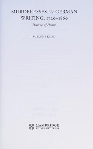 Murderesses in German writing, 1720-1860