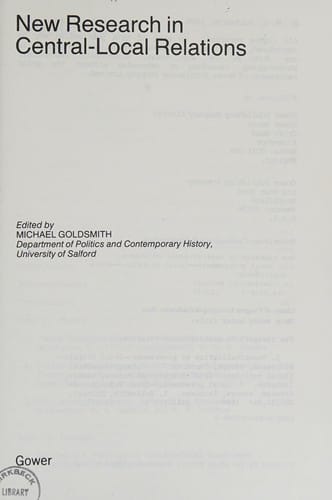 New research in central-local relations