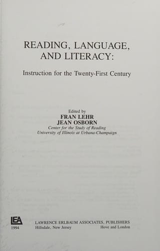Reading, language, and literacy