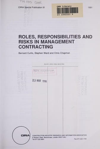 Roles, responsibilities and risks in management contracting