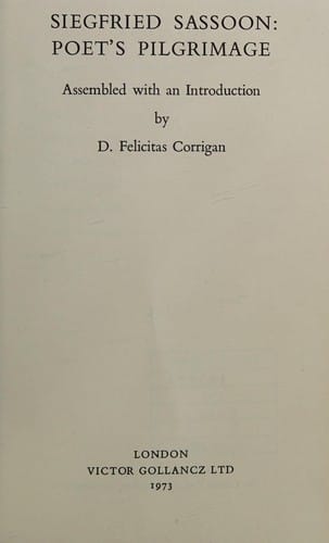 Siegfried Sassoon: poet's pilgrimage