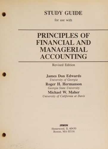Study Guide for use with Principles of  Financial and Managerial Accounting