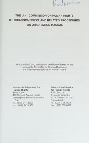 The U.N. Commission on Human Rights, its sub-commission, and related procedures