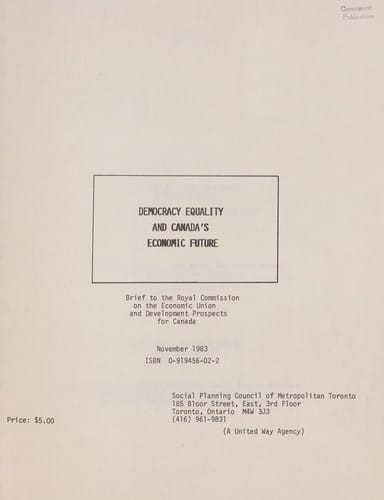 Democracy, equality and Canada's economic future