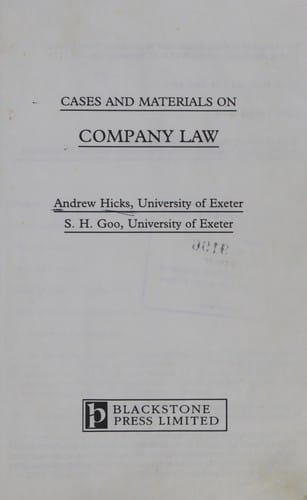 Cases and materials on company law