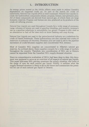 Natural gas liquids, an overview for Ontario