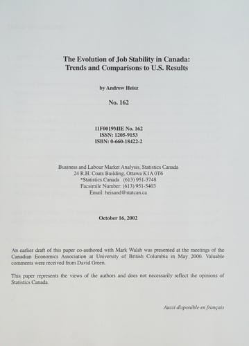 The evolution of job stability in Canada