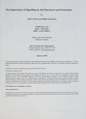 The importance of signalling in job placement and promotion