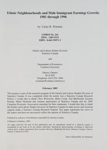 Ethnic neighbourhoods and male immigrant earnings growth