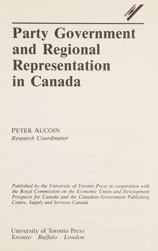 Party government and regional representation in Canada