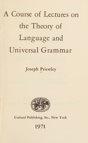 A course of lectures on the theory of language and universal grammar, 1762