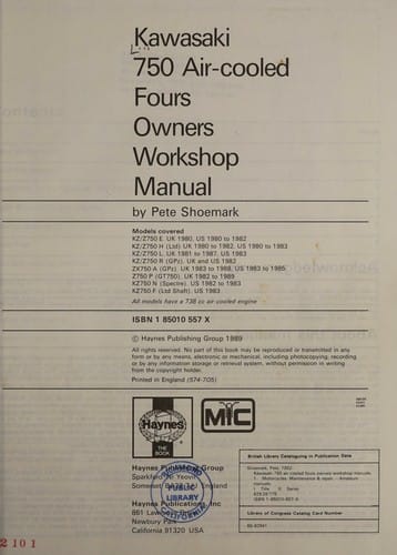 Kawasaki 750 air-cooled fours owners workshop manual