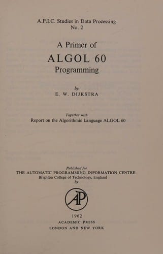 A primer of Algol 60 programming