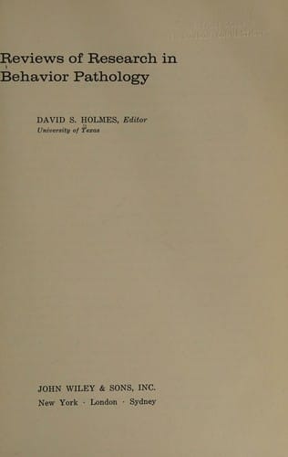 Reviews of Research in Behaviour Pathology