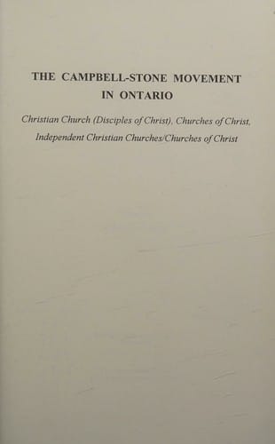 The Campbell-Stone movement in Ontario