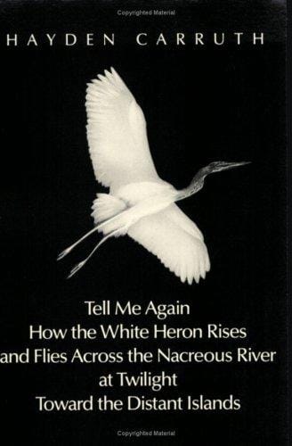 Tell me again how the white heron rises and flies across the nacreous river at twilight toward the distant islands