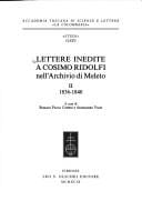 Lettere inedite a Cosimo Ridolfi nell'Archivio di Meleto