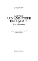 Lettres à un animateur de combats de densités liquides