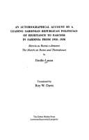 An autobiographical account by a leading Sardinian Republican politician of resistance to Fascism in Sardinia from 1918-1930