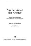 Aus der Arbeit der Archive