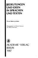 Bedeutungen und Ideen in Sprachen und Texten