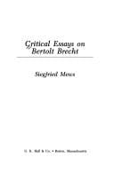 Critical essays on Bertolt Brecht