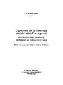 Digressions sur la rhétorique ; suivi de, Lettre d'un apprenti