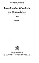 Etymologisches Wörterbuch des Altindoarischen