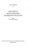 Grundzüge der klassischen arabischen Dichtung