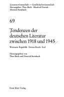 Tendenzen der deutschen Literatur zwischen 1918 und 1945