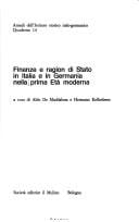 Finanze e ragion di Stato in Italia e in Germania nella prima età moderna