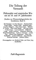 Die Teilung der Vernunft: Philosophie und empirisches Wissen im 18. und 19. Jahrhundert (Studien zur Wissenschaftsgeschichte des Sozialismus) (German Edition)