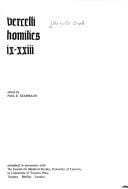 Vercelli Homilies, Ix-Xxiii (Toronto Old English Series, 5)