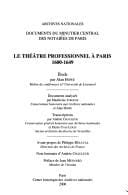 Le théâtre professionnel à Paris, 1600-1649