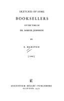 Sketches of some booksellers of the time of Dr. Samuel Johnson