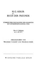 H. G. Adler, Buch der Freunde
