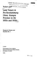 Land tenure in pre-revolutionary China