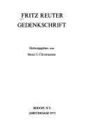 Fritz Reuter Gedenkschrift