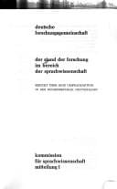 Der Stand der Forschung im Bereich der Sprachwissenschaft