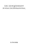 Carl Jakob Burckhardt zu Hugo von Hofmannsthal