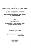 The Orthodox Church of the East in the eighteenth century, being the correspondence between the Eastern patriarchs and the Nonjuring bishops