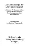 Zur Terminologie der Literaturwissenschaft