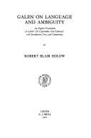 Galen on Language and Ambiguity (Philosophia Antiqua)