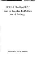 Oskar Maria Graf ;zum 10. Todestag am 28. Juni 1977