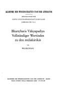 Bhartrharis Vākyapadīya Vollständiger Wortindex zu den mūlakārikās